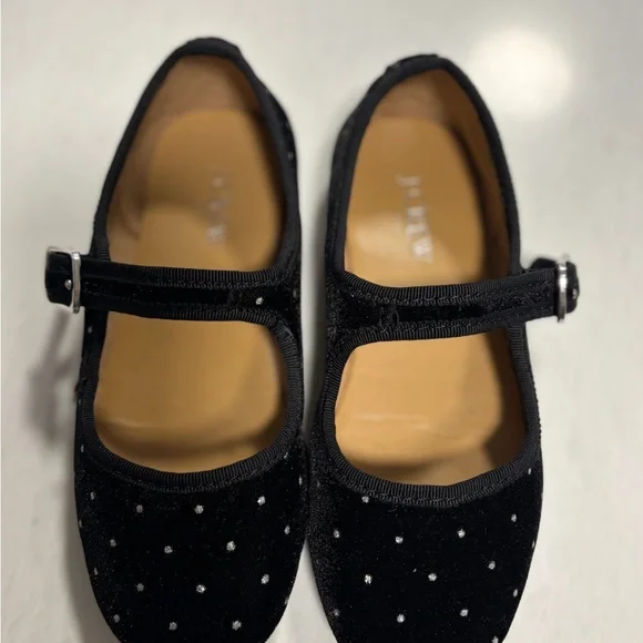 J. Crew Toddler Size 11 | Black Velvet Polka Dot Flats - Picture 4 of 8